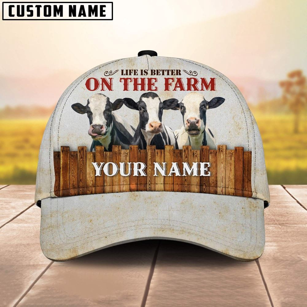 Custom Name Holstein On The Farm Cattle Cap Farm Cap Farmer Baseball Cap Gift For Farmer