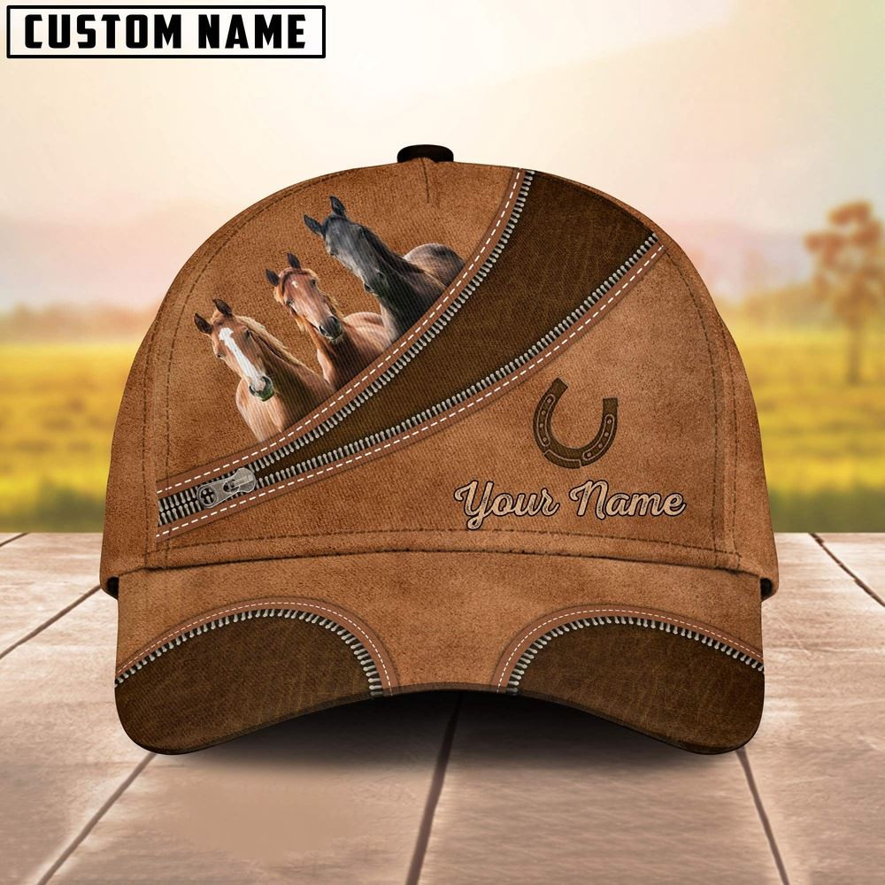 Custom Name Horse Brown Happiness Cap Farm Cap Farmer Baseball Cap Gift For Farmer