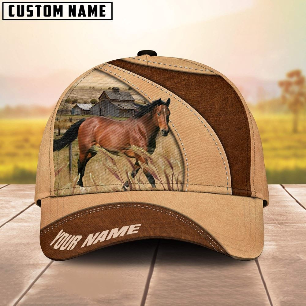 Custom Name Horse Cattle Light Brown Cap Farm Cap Farmer Baseball Cap Gift For Farmer
