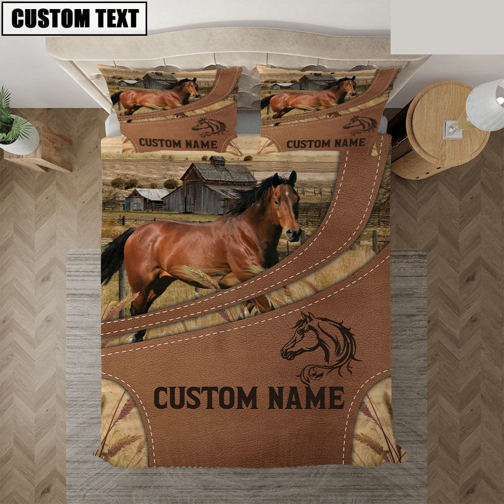 Custom Name Horse On Farm Bedding Set Best Anniversary Gifts For Couples