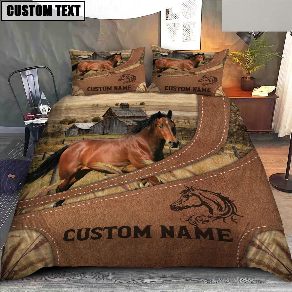 Custom Name Horse On Farm Bedding Set Best Anniversary Gifts For Couples