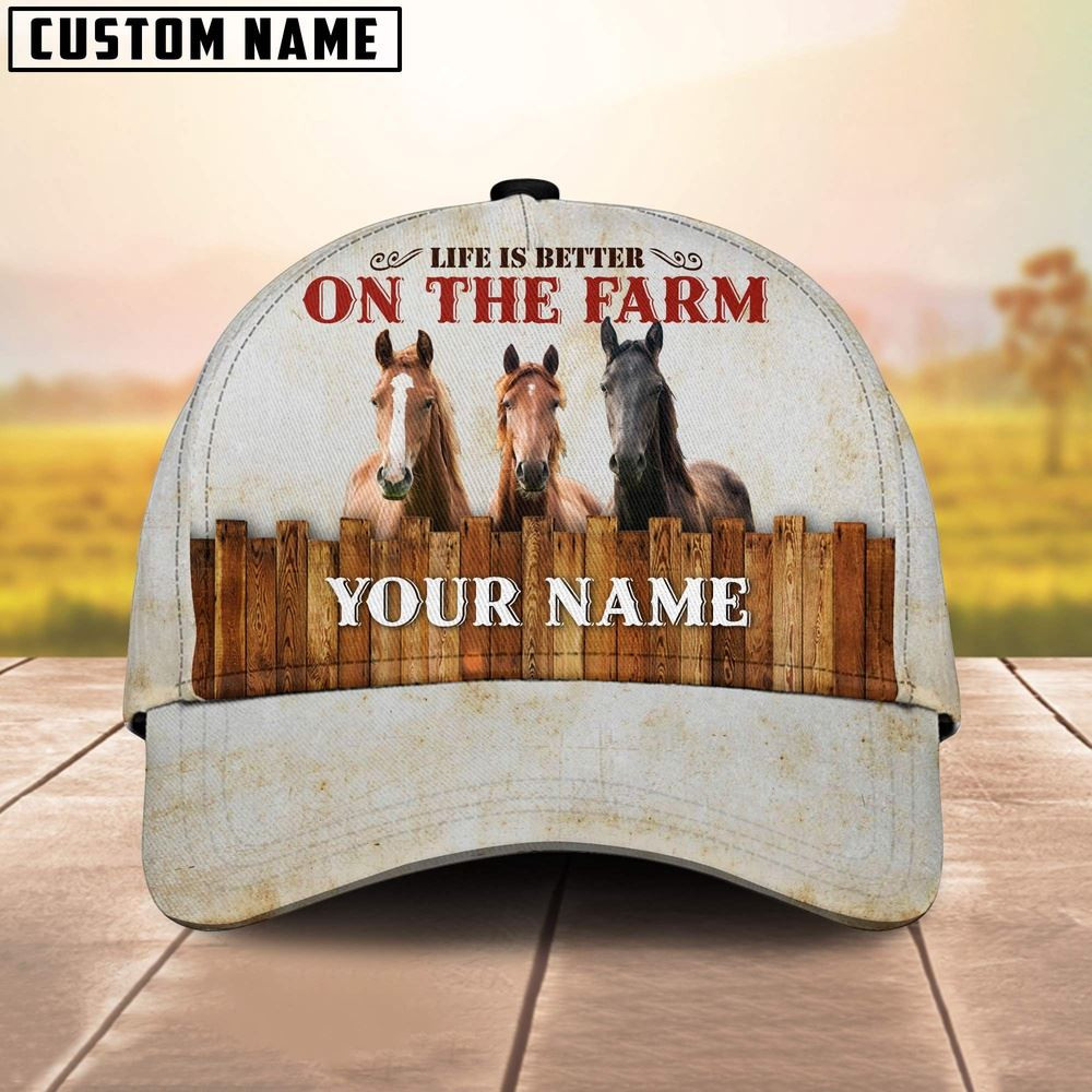 Custom Name Horse On The Farm Cattle Cap Farm Cap Farmer Baseball Cap Gift For Farmer