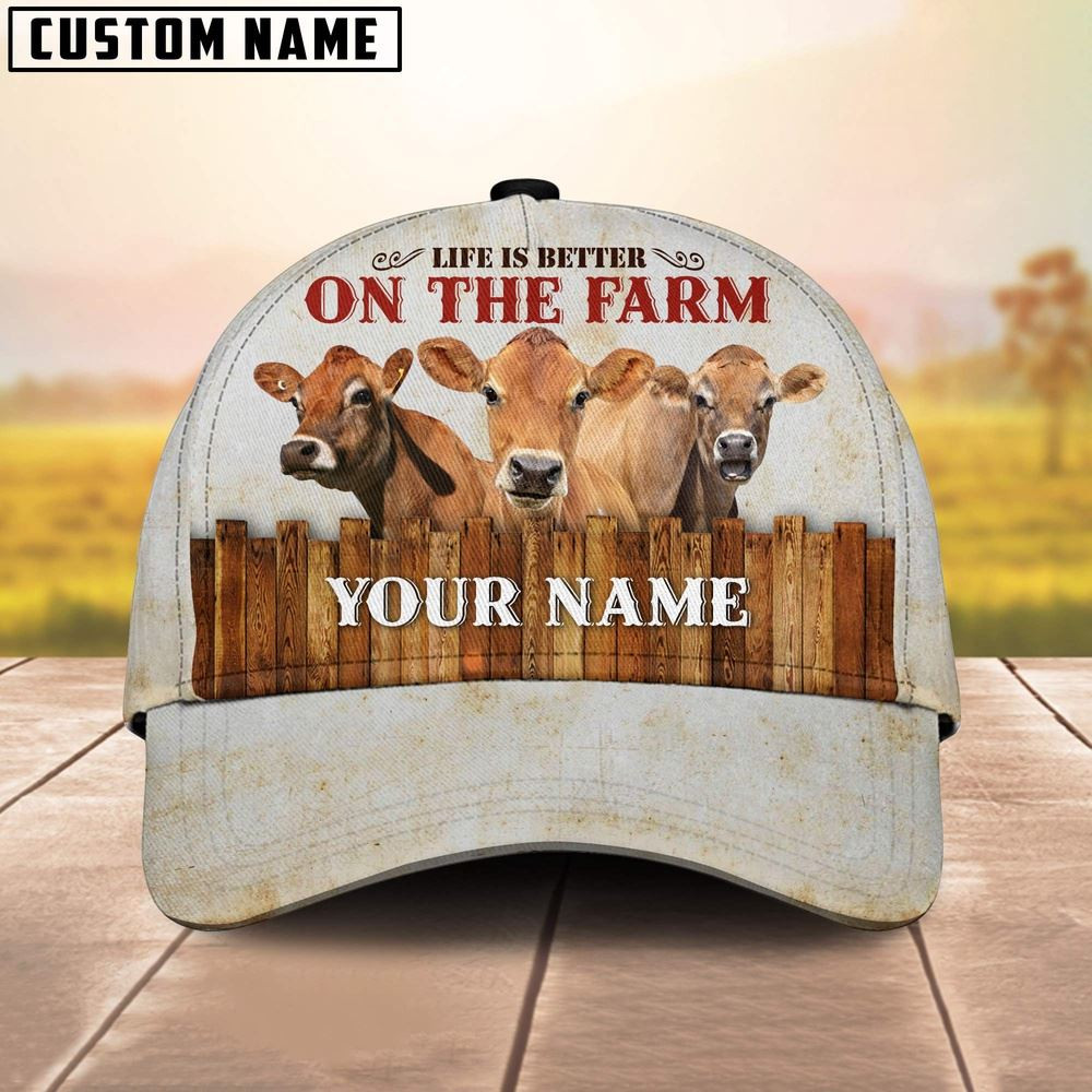 Custom Name Jersey On The Farm Cattle Cap Farm Cap Farmer Baseball Cap Gift For Farmer