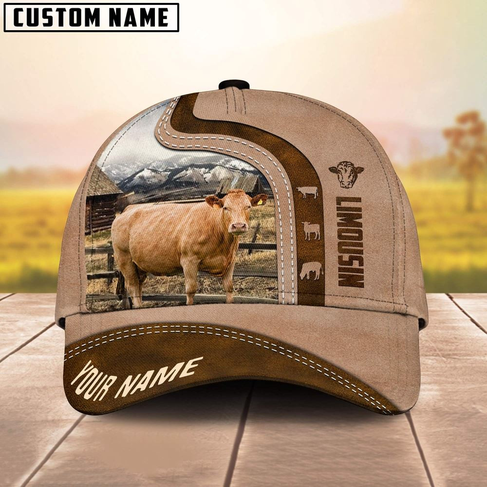 Custom Name Limousin Cattle Light Brown Cap Farm Cap Farmer Baseball Cap Gift For Farmer