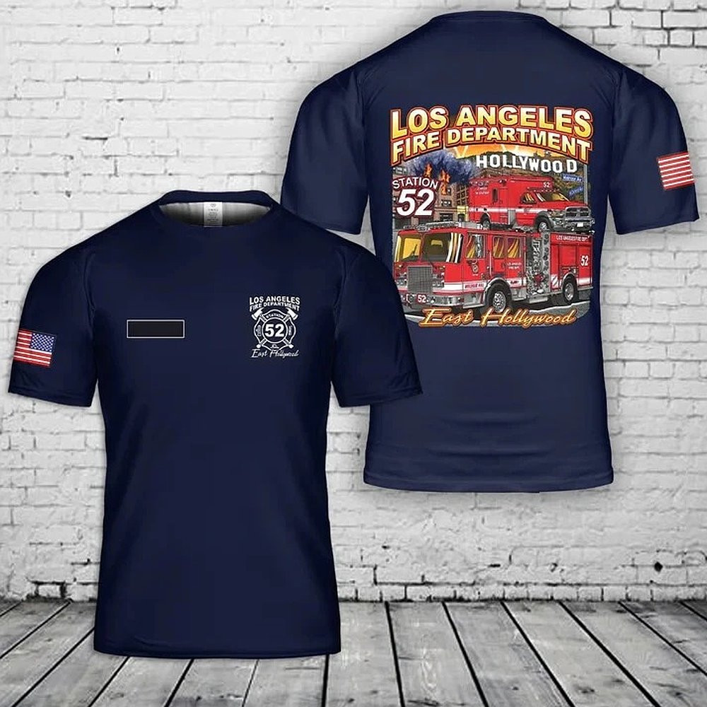 Custom Name Los Angeles Fire Department Fire Station T-Shirt Gifts For Dad