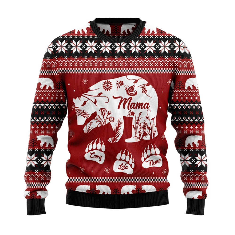 Custom Name Mama Bear Christmas Sweater Gift For Christmas