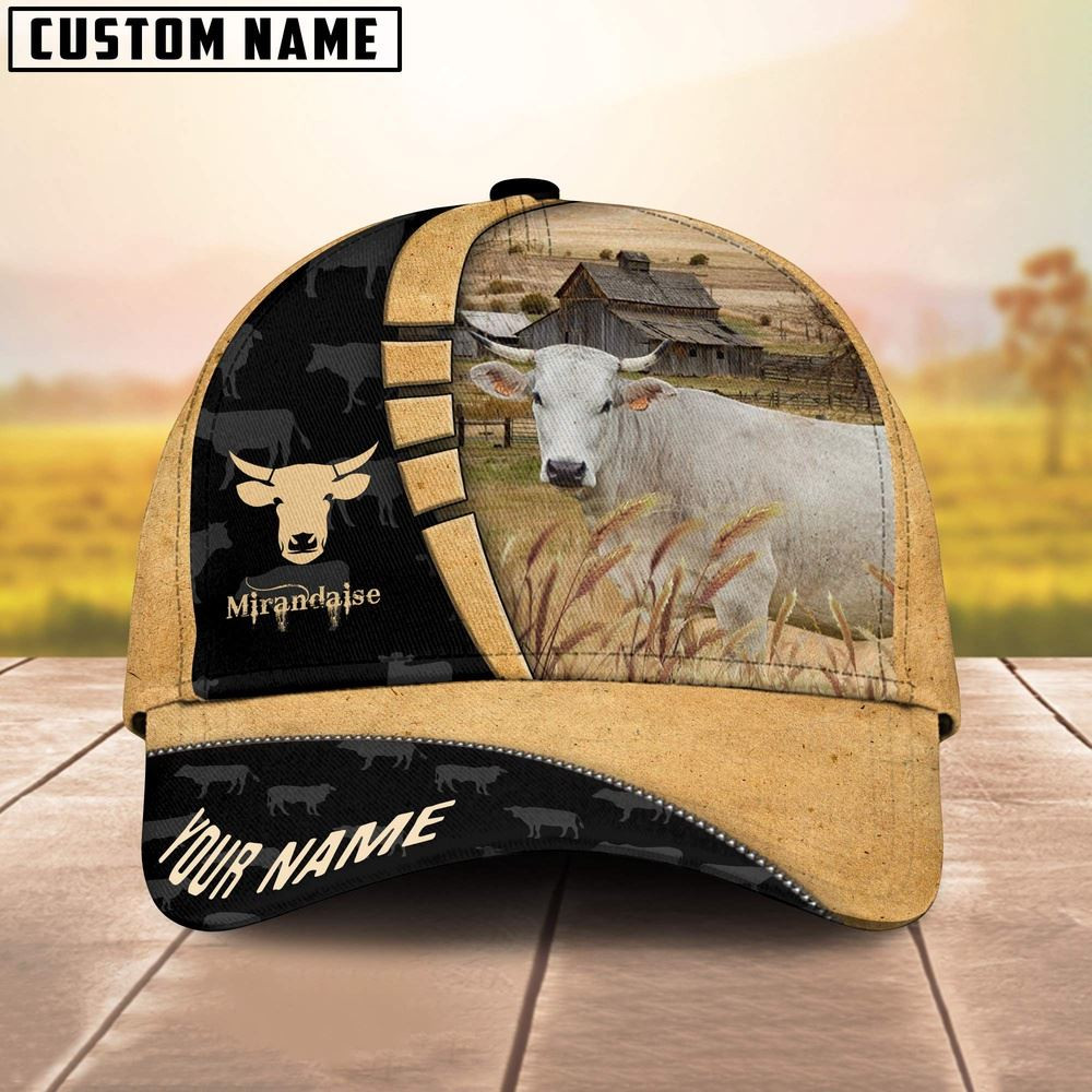 Custom Name Mirandaise Cattle 3D Cap Farm Cap Farmer Baseball Cap Gift For Farmer