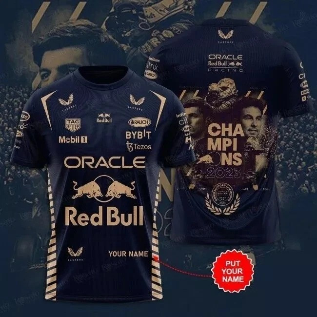 Custom Name Oracle Red Bull Champion F1 T-Shirt Motor Sport Gift For F1 Fans