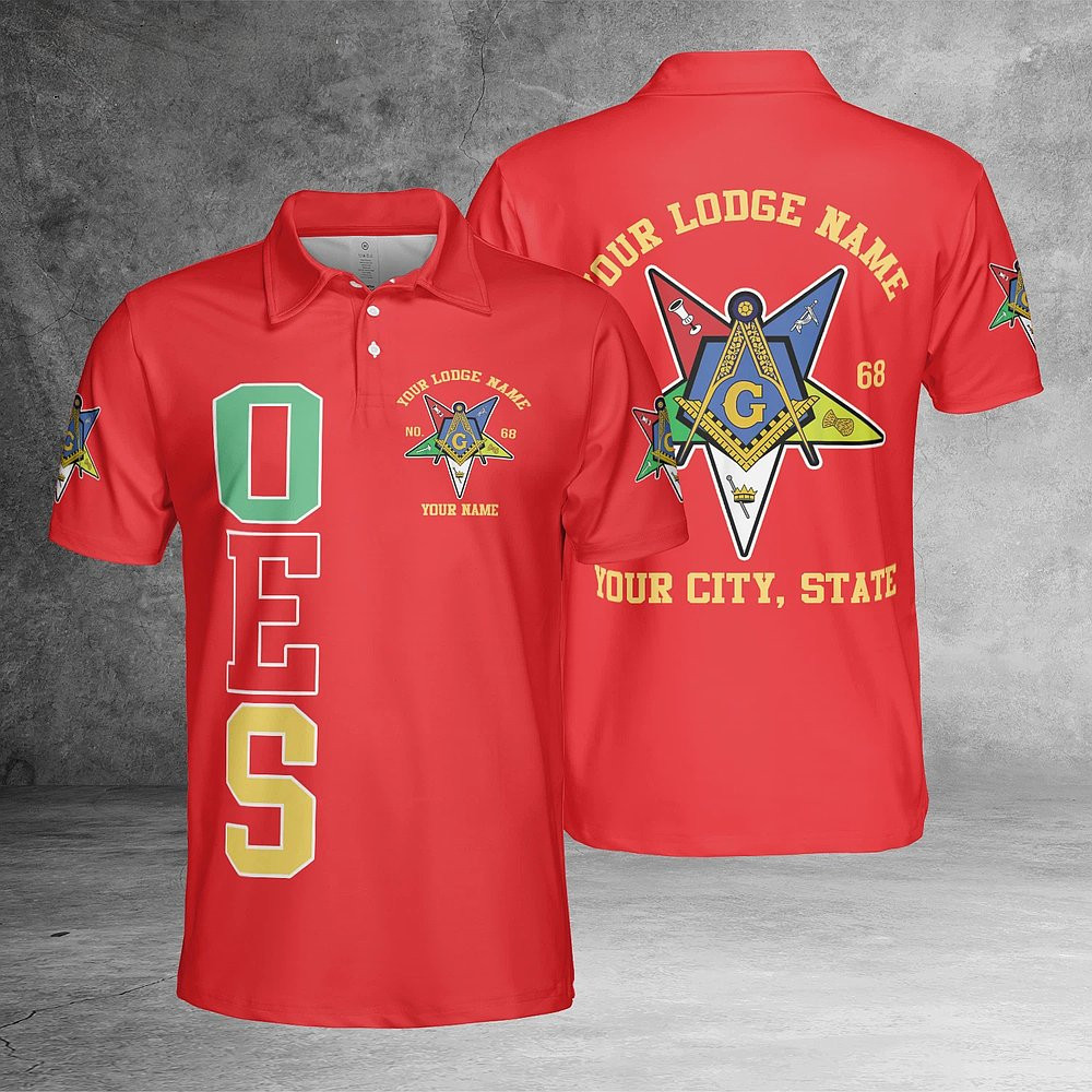 Custom Name Order of the Eastern Star Masonic Lodge OES 3D Polo Shirt Gifts For Him