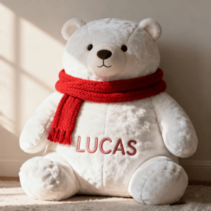 Custom Name Polar Bear Pillow Plush Pillow 3D Shape Cool Gift for Bear Lovers