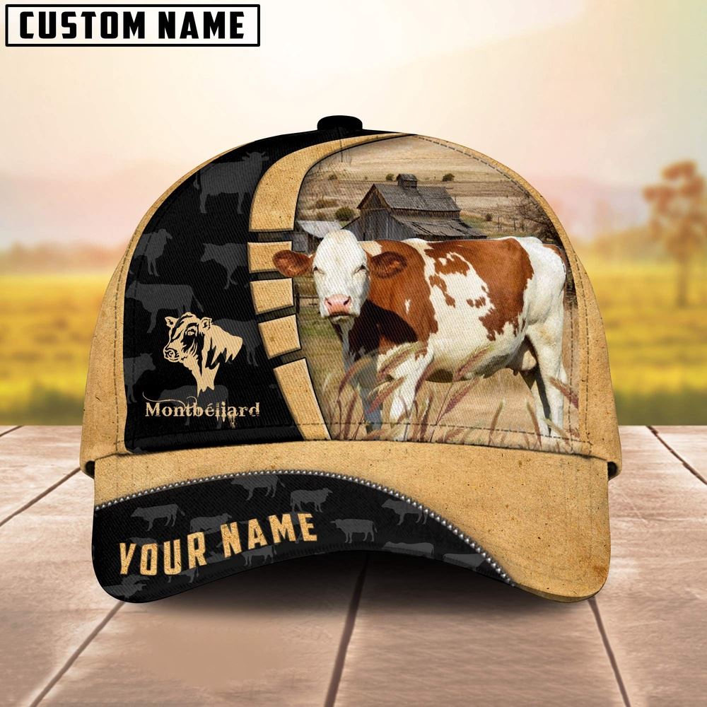 Custom Name Race Montbeliard Cattle 3D Cap Farm Cap Farmer Baseball Cap Gift For Farmer