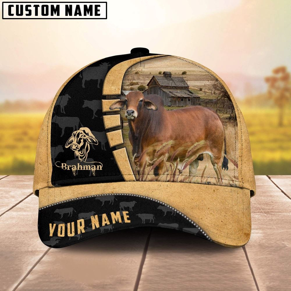 Custom Name Red Brahman Cattle 3D Cap Farm Cap Farmer Baseball Cap Gift For Farmer