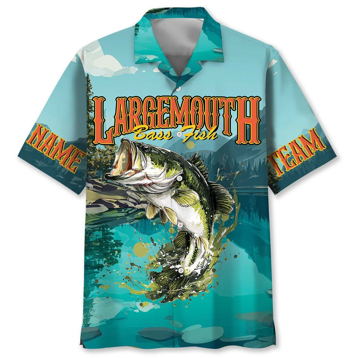 Custom Name Retro Largemouth Bass Fishing Hawaiian Shirt Vibrant Outdoors Merch For Men