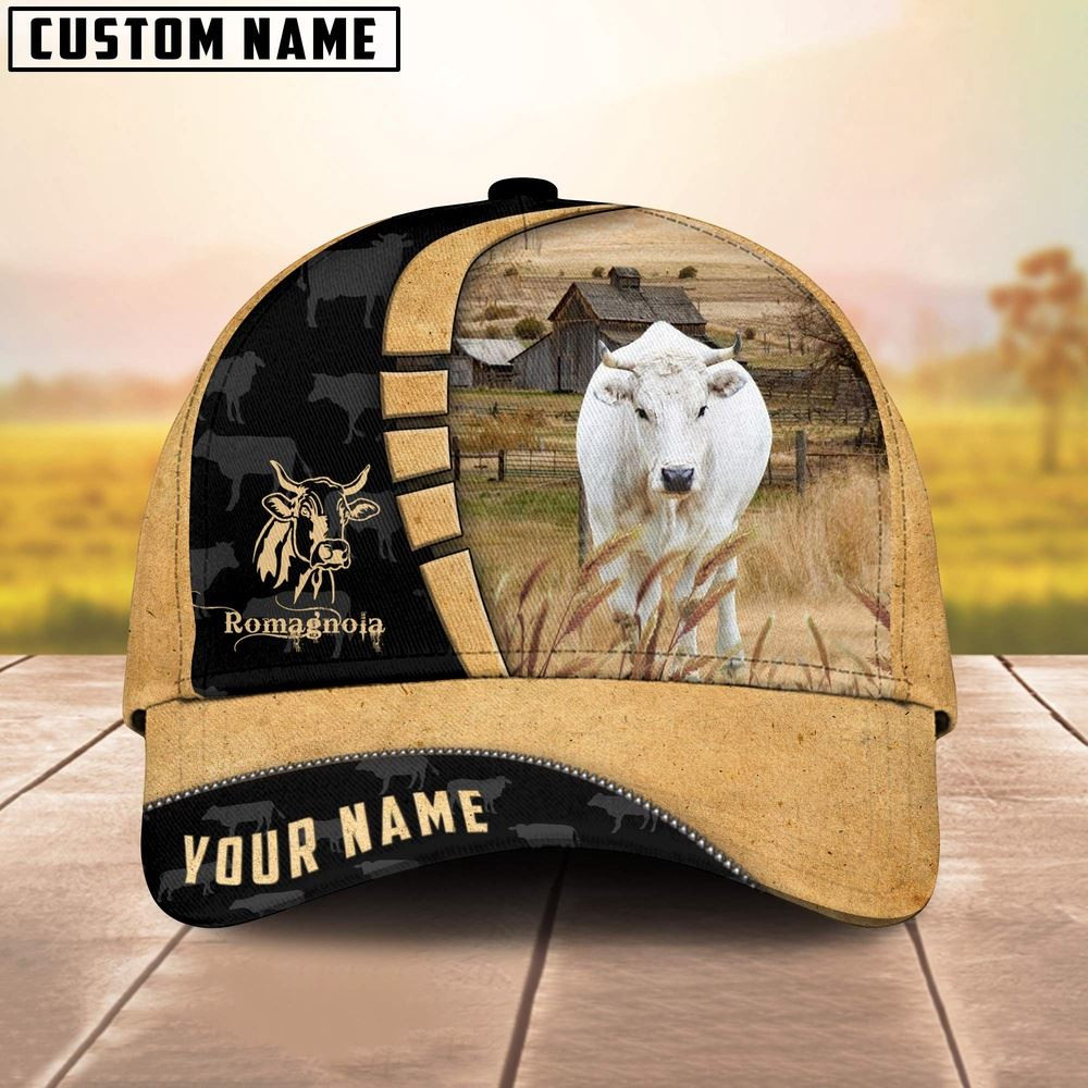 Custom Name Romagnola Cattle 3D Cap Farm Cap Farmer Baseball Cap Gift For Farmer