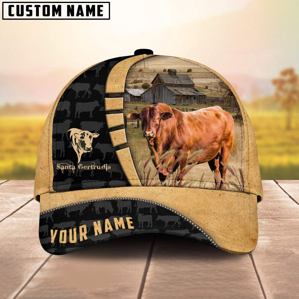 Custom Name Santa Gertrudis Cattle 3D Cap Farm Cap Farmer Baseball Cap Gift For Farmer