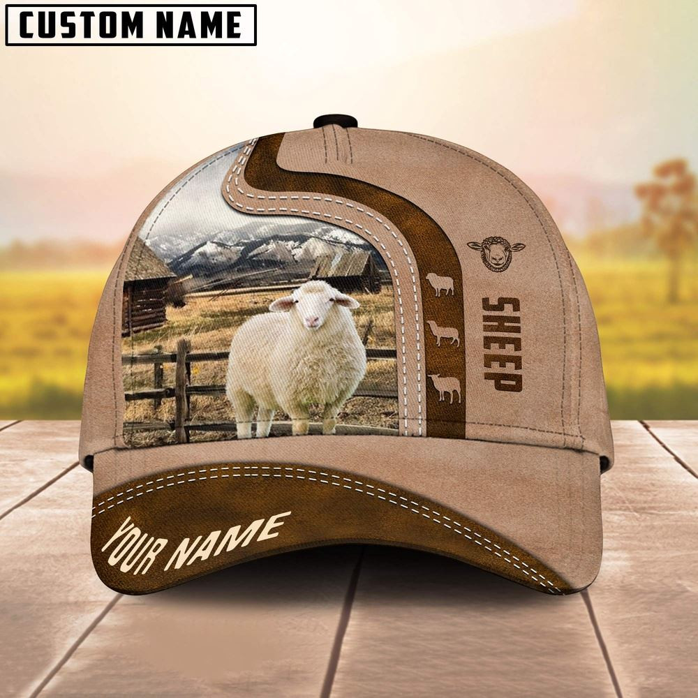 Custom Name Sheep Cattle Light Brown Cap Farm Cap Farmer Baseball Cap Gift For Farmer