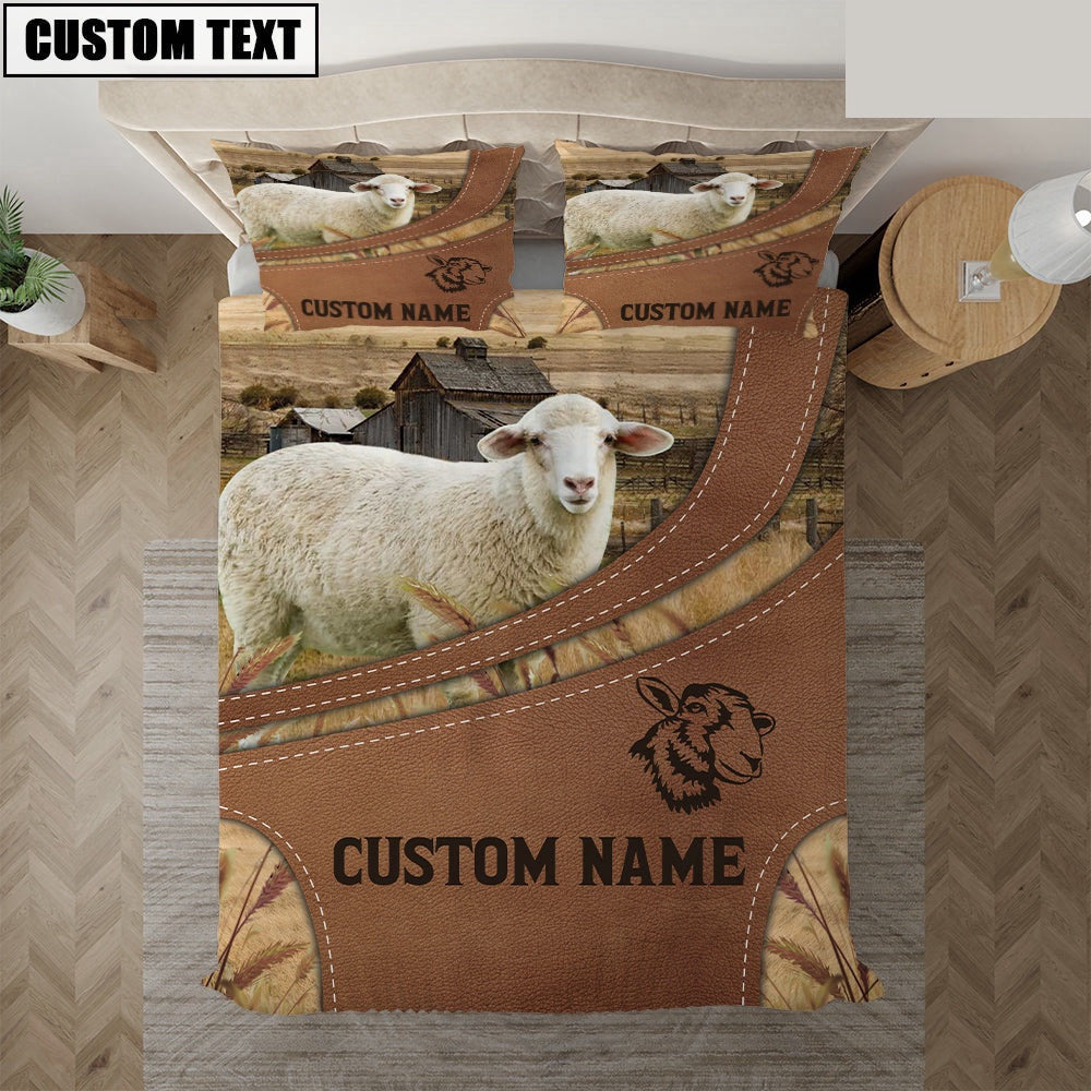 Custom Name Sheep On Farm Bedding Set Farm Bedding Set Anniversary Gifts
