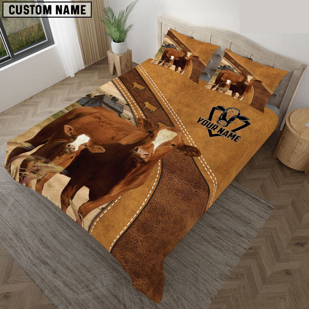 Custom Name Simbrah Cattle Bedding Set Farm Bedding Set Anniversary Gifts