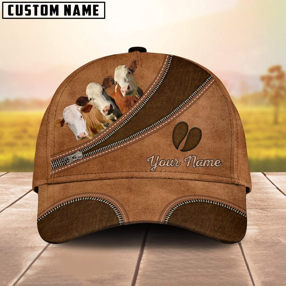 Custom Name Simmental Brown Happiness Cap Farm Cap Farmer Baseball Cap Gift For Farmer