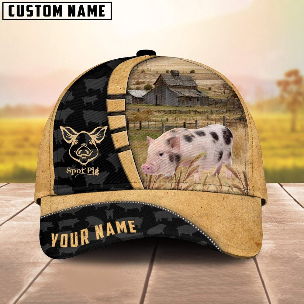Custom Name Spot Pig Cattle 3D Cap Farm Cap Farmer Baseball Cap Gift For Farmer