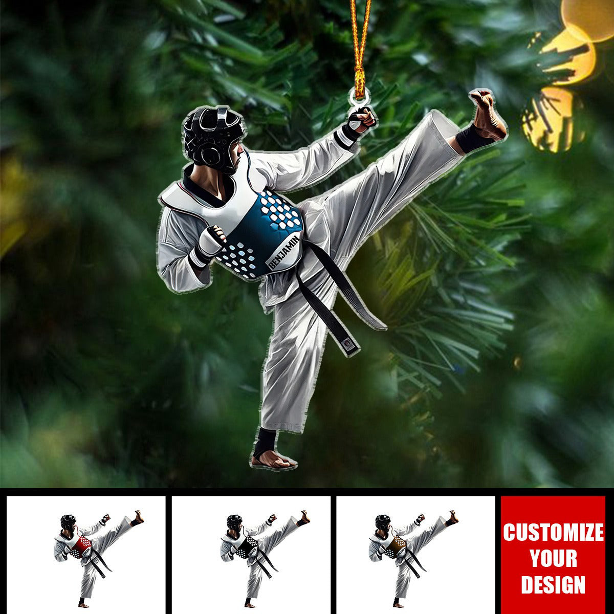 Custom Name Taekwondo  Personalized Acrylic Christmas Ornament Custom Taekwondo Lover Ornament