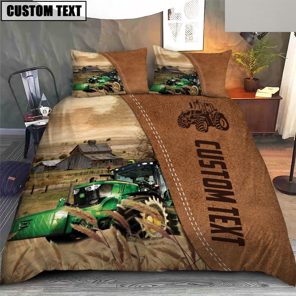 Custom Name Tractor Cattle Brown Bedding Set  Farm Bedding Set Anniversary Gifts
