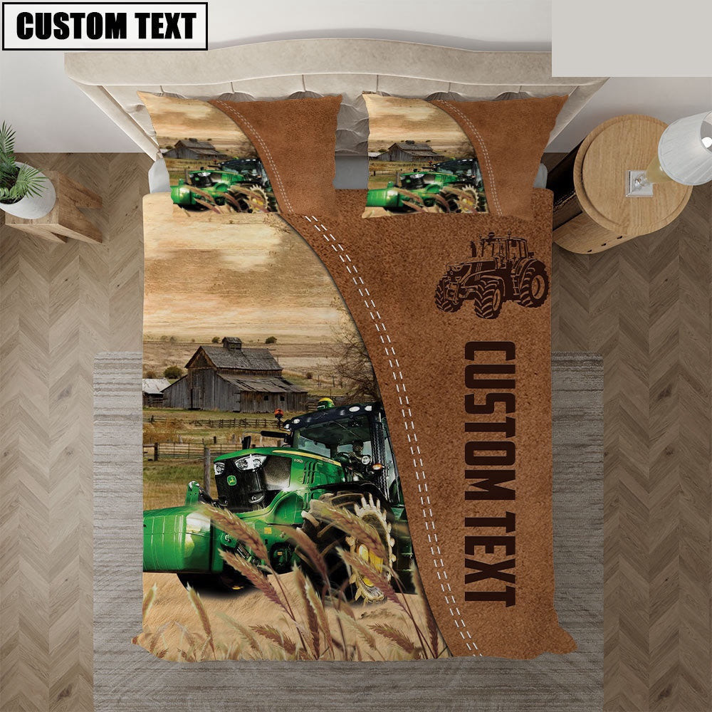 Custom Name Tractor Cattle Brown Bedding Set  Farm Bedding Set Anniversary Gifts