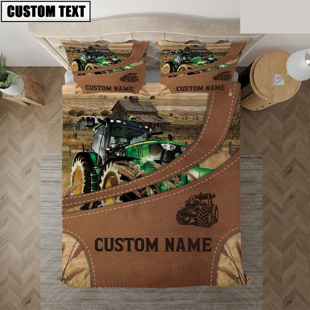 Custom Name Tractor On Farm Bedding Set Anniversary Gifts