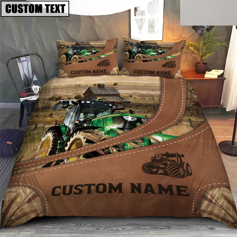 Custom Name Tractor On Farm Bedding Set Anniversary Gifts