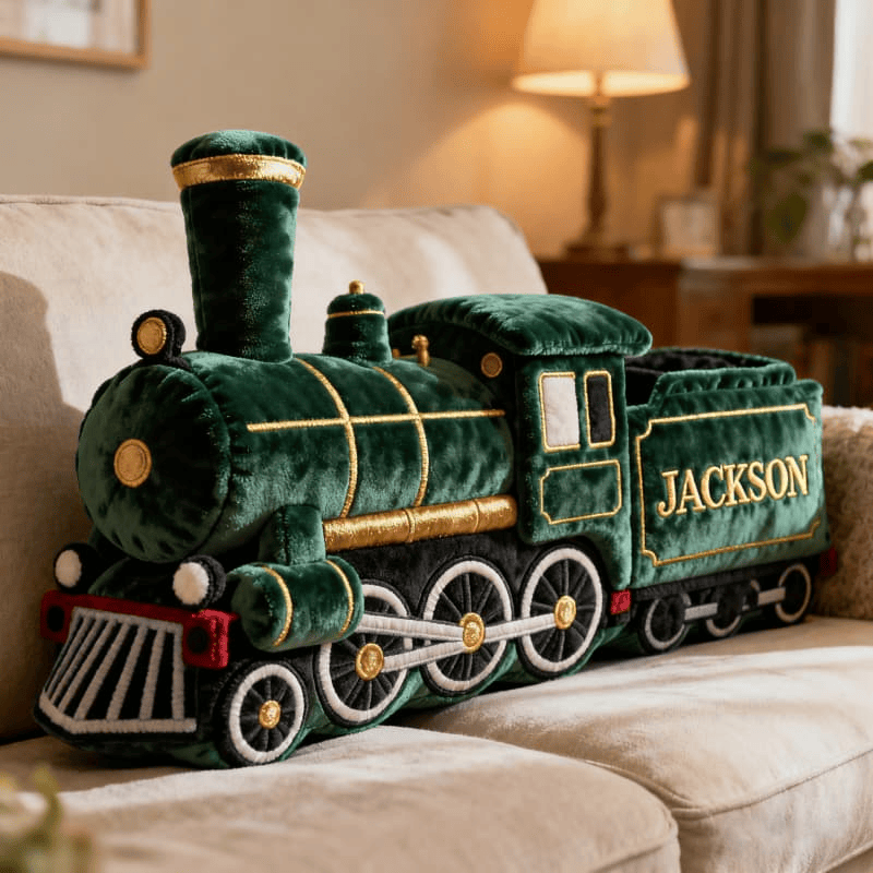 Custom Name Train Plush Pillow 3D Shape Print Pillow Best Men's Christmas Gifts