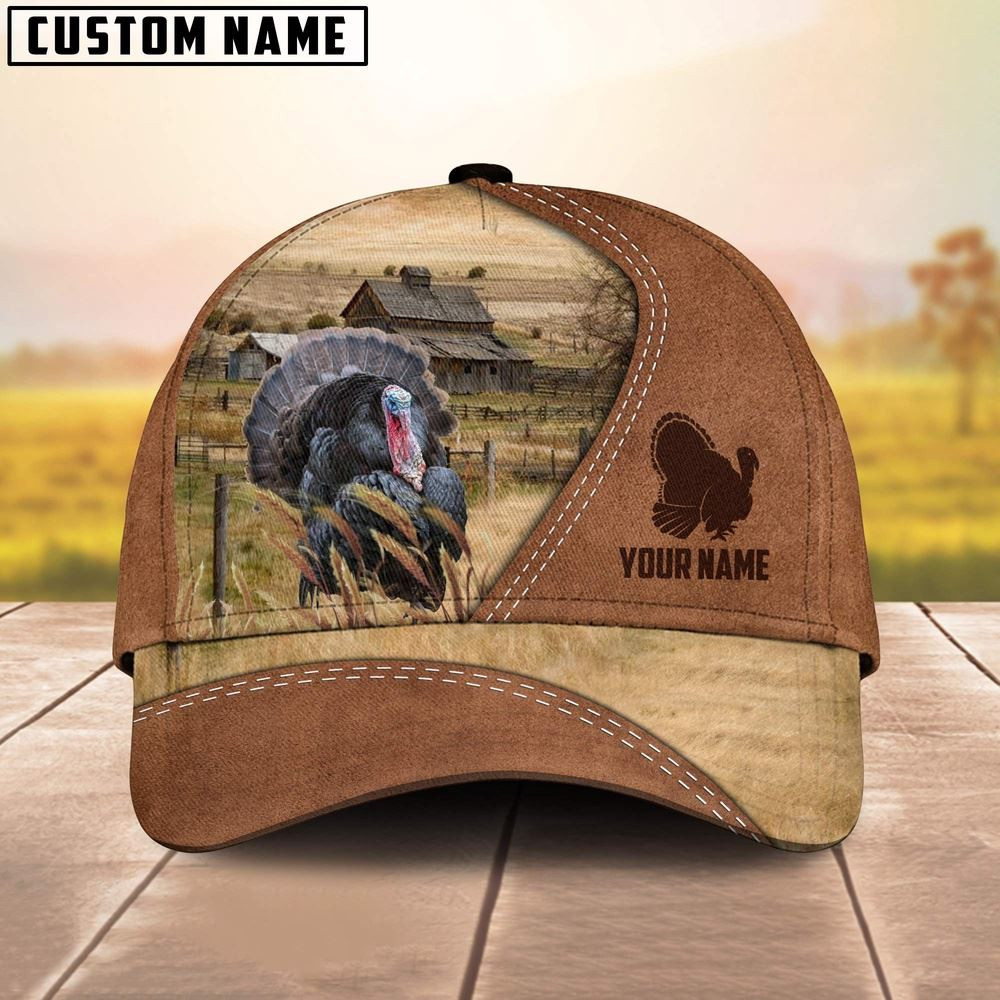 Custom Name Turkey Brown Cap Farm Cap Farmer Baseball Cap Gift For Farmer