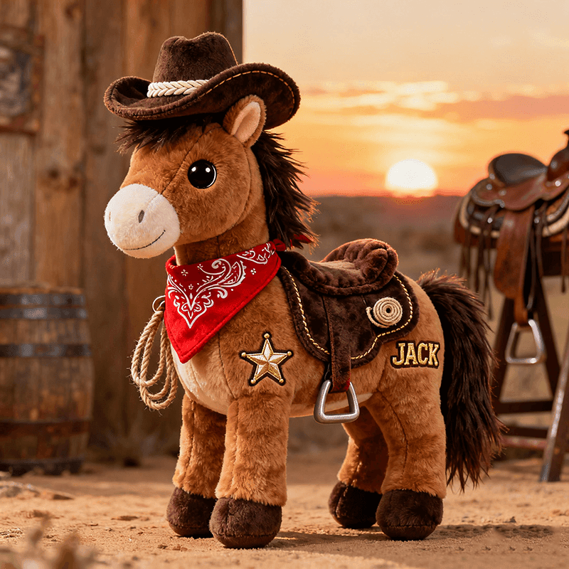 Custom Name Western Cowboy Horse Pillow Cute Gift for Cowboy Dad