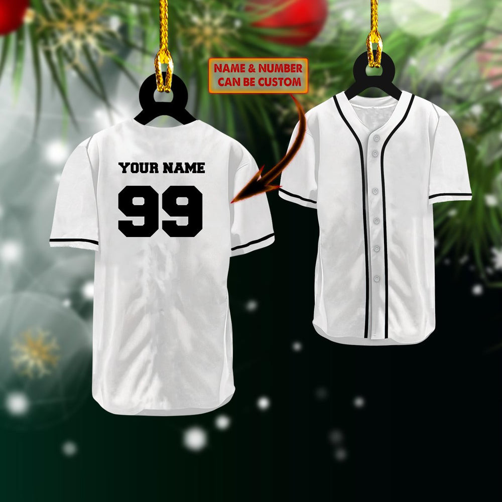 Custom Name White Baseball Shirt Christmas Ornament Flat Baseball Shirt Ornament
