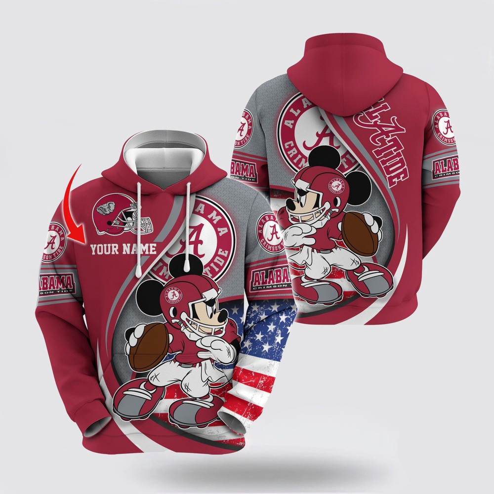 Custom NCAA Alabama Crimson Tide Hoodie Mickey Mouse 100 Year Anniversary Hoodie Fan Gifts