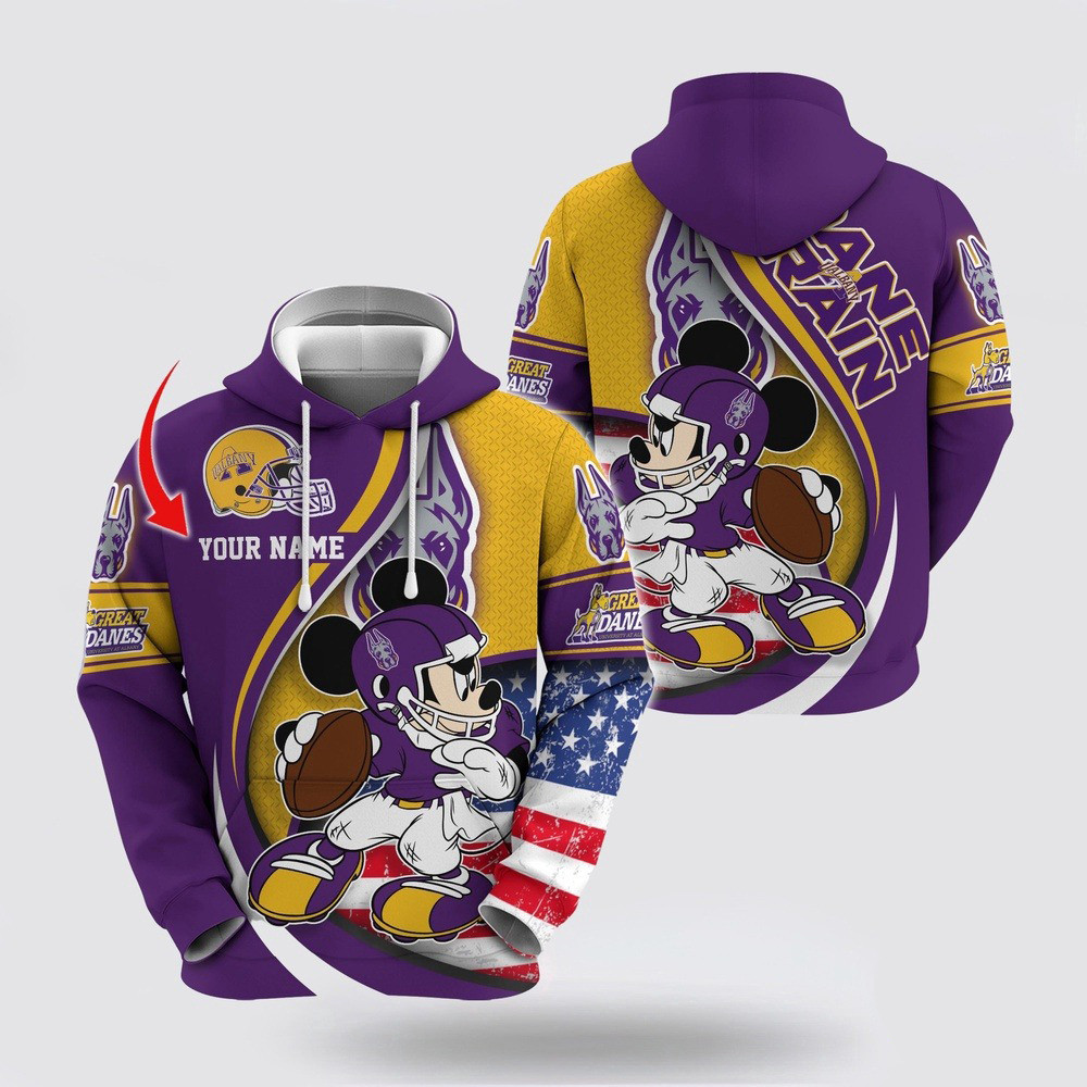 Custom NCAA Albany Great Danes Hoodie Mickey Mouse 100 Year Anniversary Hoodie Fans Gifts