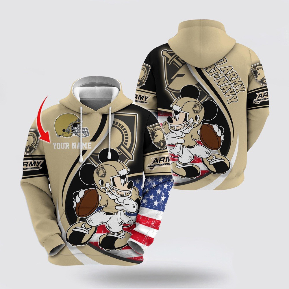Custom NCAA Army Black Knights Hoodie Mickey Mouse 100 Year Anniversary Hoodie Fans Gifts