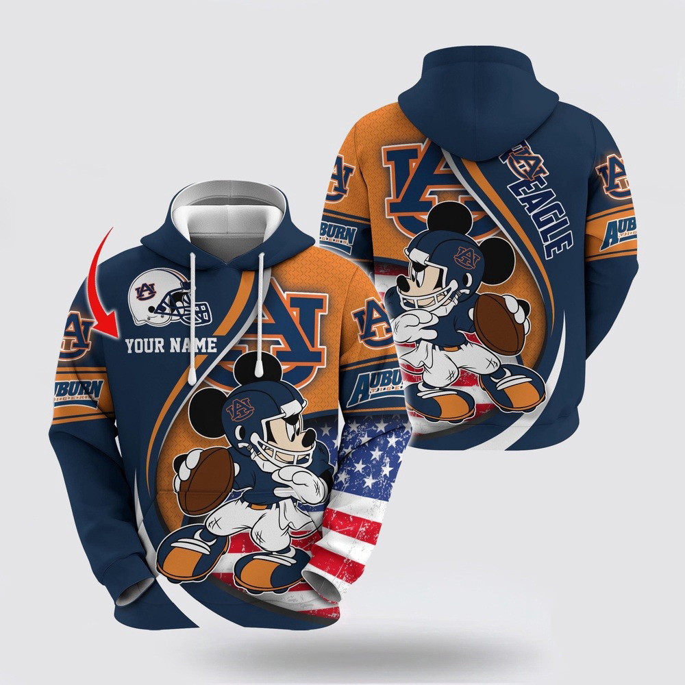 Custom NCAA Auburn Tigers Hoodie Mickey Mouse 100 Year Anniversary Hoodie Gifts For Fans