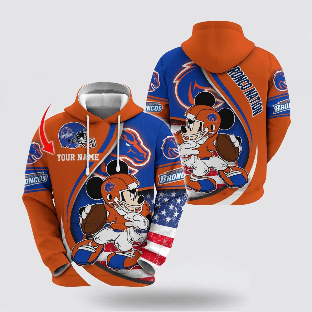 Custom NCAA Boise State Broncos Hoodie Mickey Mouse 100 Year Anniversary Hoodie Fans Gifts