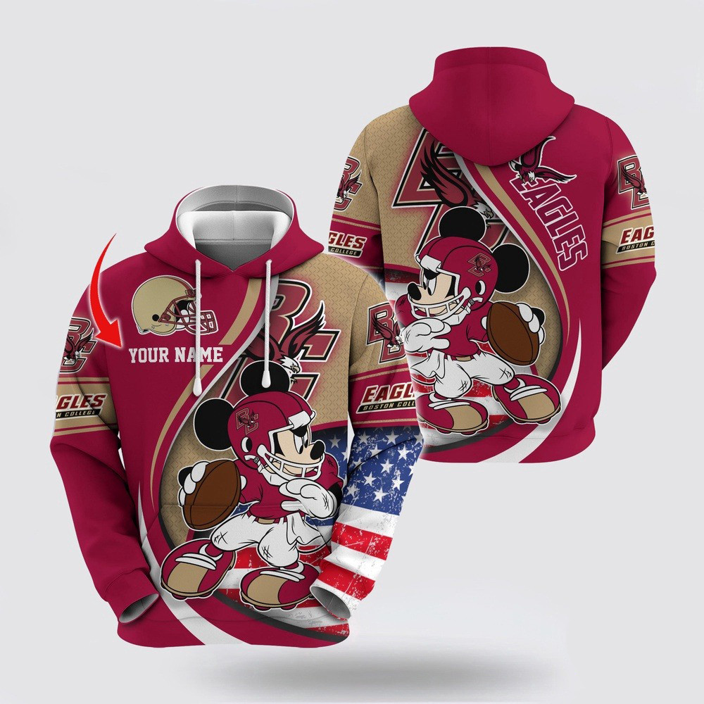 Custom NCAA Boston College Eagles Hoodie Mickey Mouse 100 Year Anniversary Hoodie