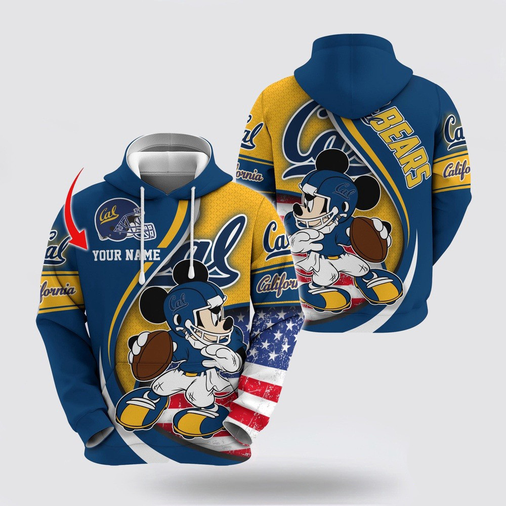 Custom NCAA California Golden Bears Hoodie Mickey Mouse 100 Year Anniversary Hoodie