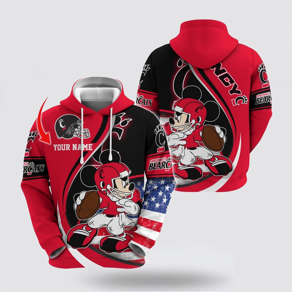 Custom NCAA Cincinnati Bearcats Hoodie Mickey Mouse 100 Year Anniversary Hoodie Fans Gifts