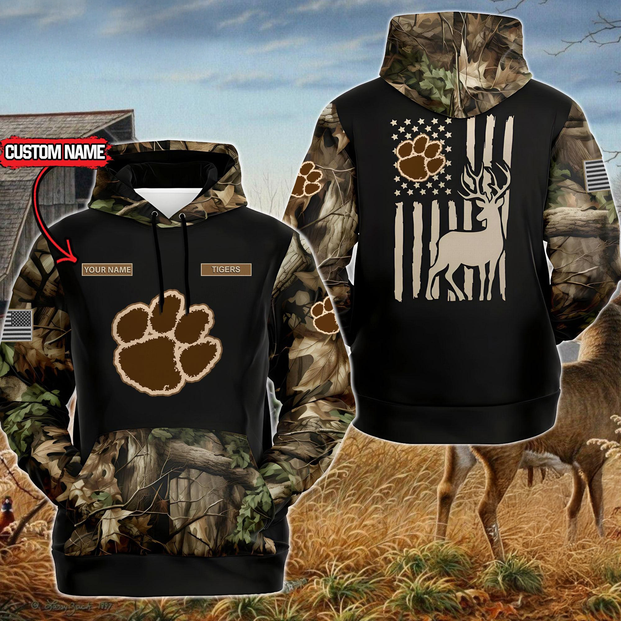 Custom NCAA Clemson Tigers Sporty Camo Hunting Style Hoodie Gift Ideas For Basketball Lovers