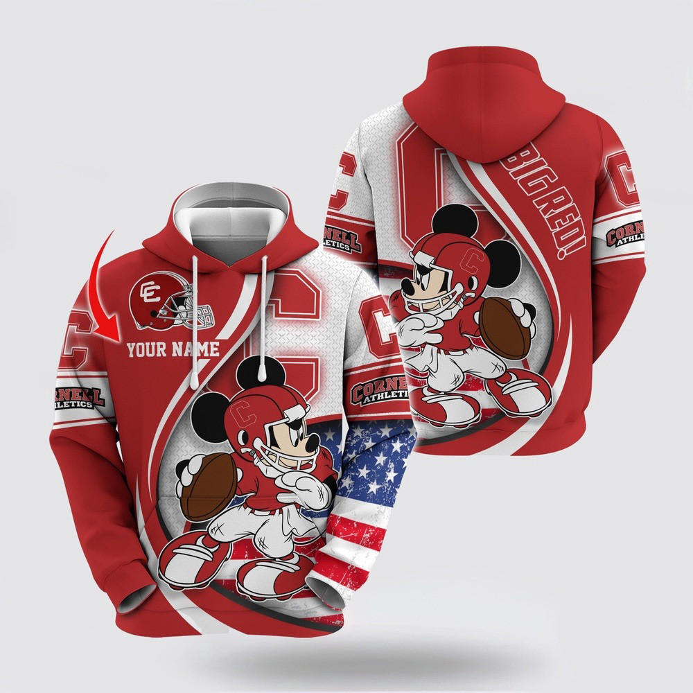 Custom NCAA Cornell Big Red Hoodie Mickey Mouse 100 Year Anniversary Hoodie Basketball Fan Gift