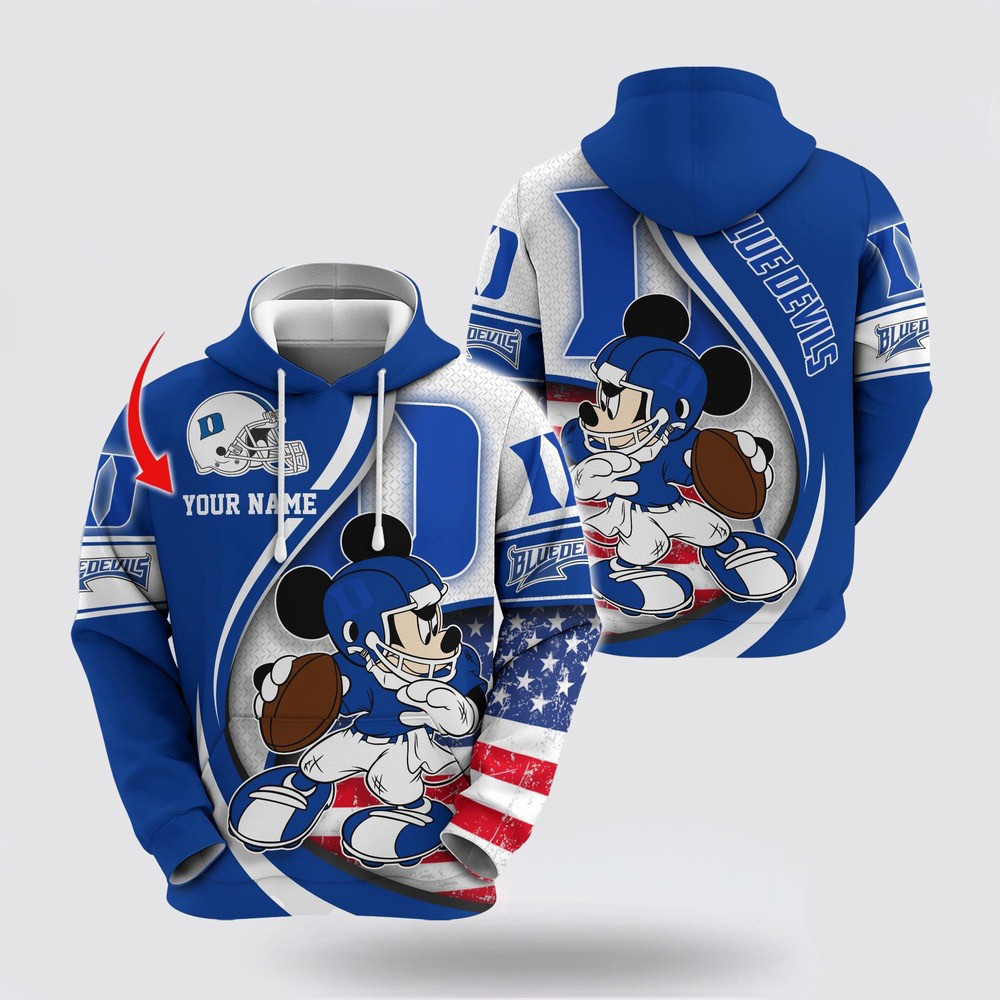 Custom NCAA Duke Blue Devils Hoodie Mickey Mouse 100 Year Anniversary Hoodie Fans Gifts
