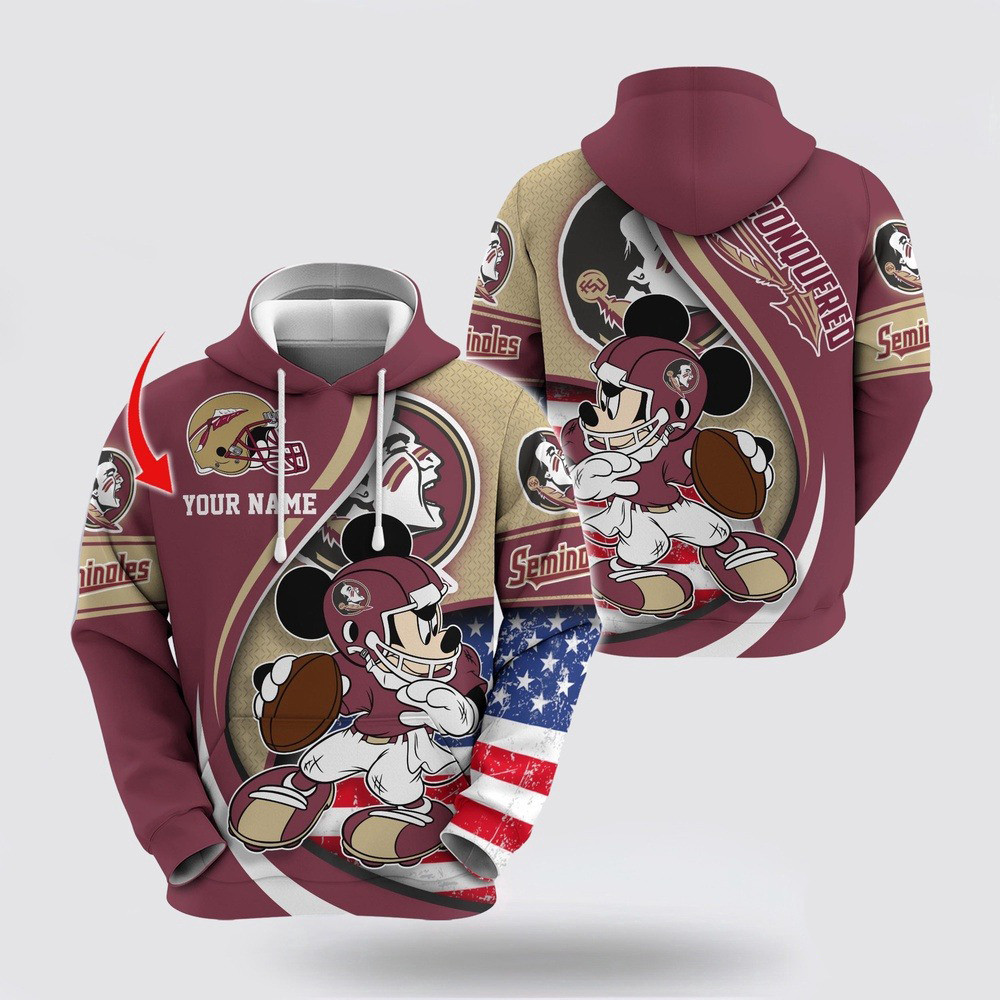Custom NCAA Florida State Seminoles Hoodie Mickey Mouse 100 Year Anniversary Hoodie