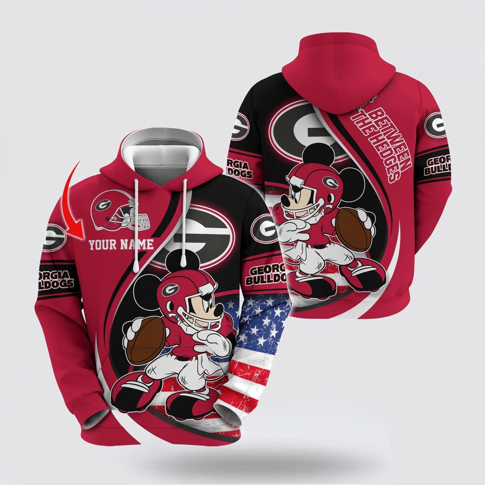 Custom NCAA Georgia Bulldogs Hoodie Mickey Mouse 100 Year Anniversary Hoodie Husband Gifts