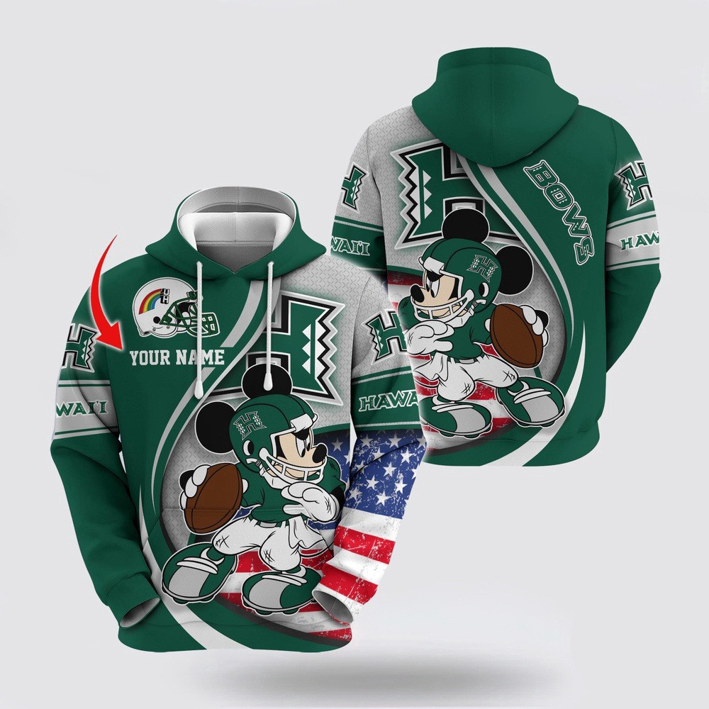 Custom NCAA Hawaii Rainbow Warriors Hoodie Mickey Mouse 100 Year Anniversary Hoodie