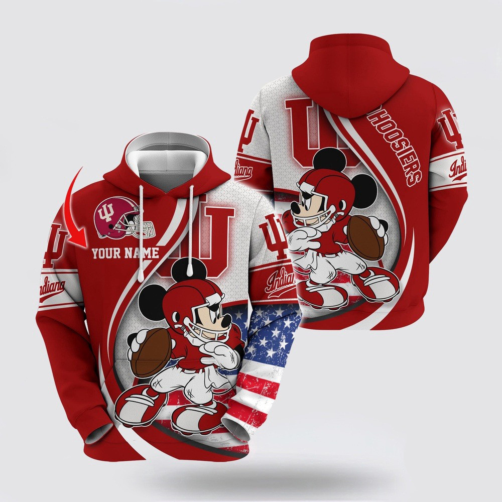 Custom NCAA Indiana Hoosiers Hoodie Mickey Mouse 100 Year Anniversary Hoodie Fans Gifts
