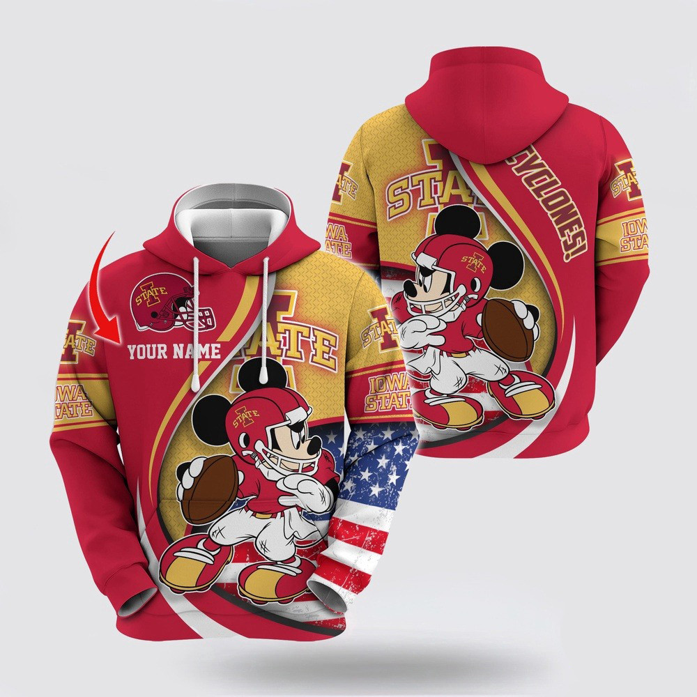 Custom NCAA Iowa State Cyclones Hoodie Mickey Mouse 100 Year Anniversary Hoodie Fans Gifts