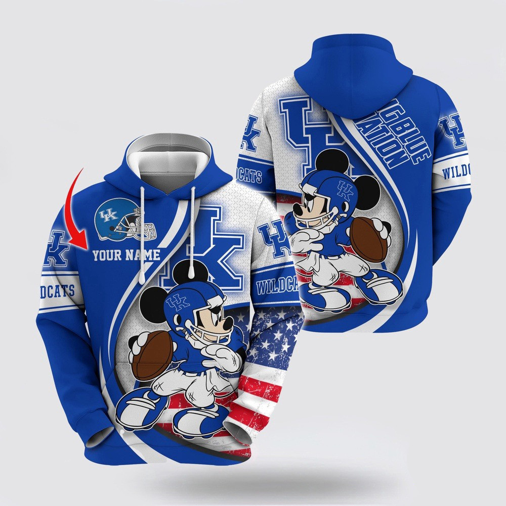 Custom NCAA Kentucky Wildcats Hoodie Mickey Mouse 100 Year Anniversary Hoodie Gifts For Him